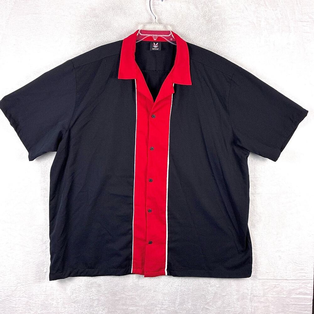 VTG Hilton Bowling Retro Shirt Mens 3X Black Red Classic Rockabilly 50s Y2K
